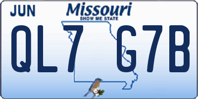 MO license plate QL7G7B