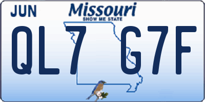 MO license plate QL7G7F