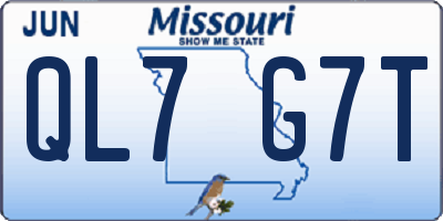 MO license plate QL7G7T