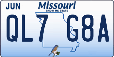 MO license plate QL7G8A