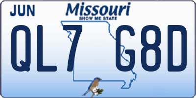 MO license plate QL7G8D
