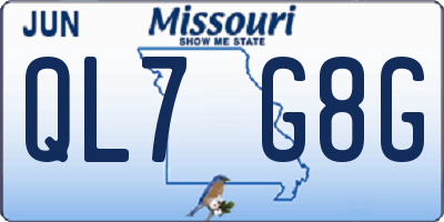 MO license plate QL7G8G