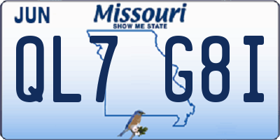 MO license plate QL7G8I