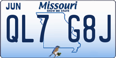MO license plate QL7G8J
