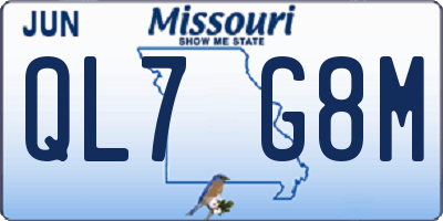 MO license plate QL7G8M