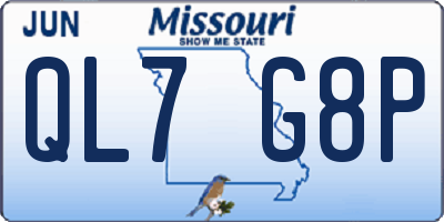 MO license plate QL7G8P