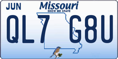 MO license plate QL7G8U