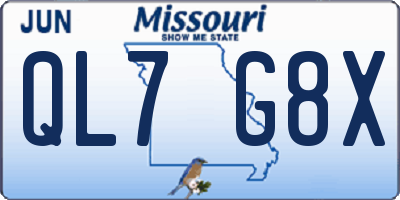 MO license plate QL7G8X