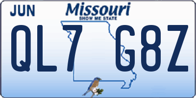 MO license plate QL7G8Z