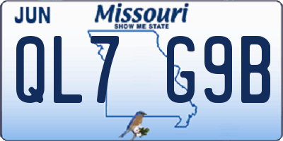 MO license plate QL7G9B