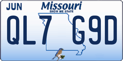 MO license plate QL7G9D