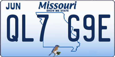 MO license plate QL7G9E