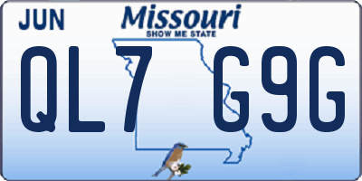 MO license plate QL7G9G