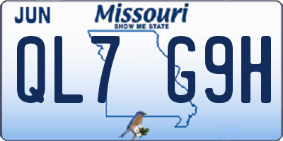MO license plate QL7G9H