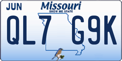 MO license plate QL7G9K