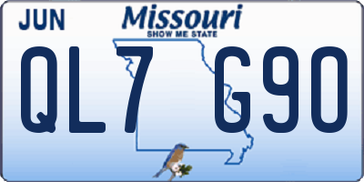 MO license plate QL7G9O