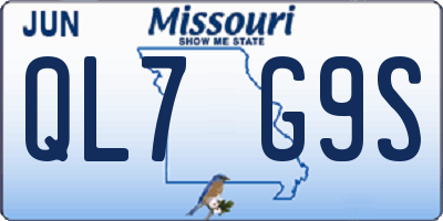 MO license plate QL7G9S