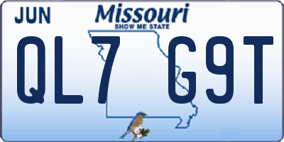 MO license plate QL7G9T