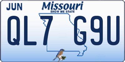 MO license plate QL7G9U