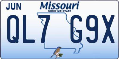 MO license plate QL7G9X
