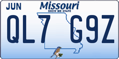 MO license plate QL7G9Z