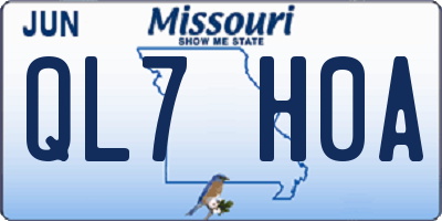 MO license plate QL7H0A