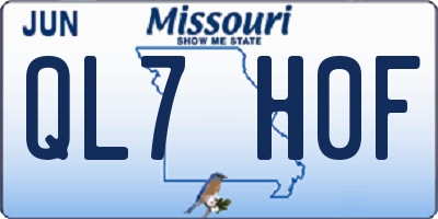 MO license plate QL7H0F