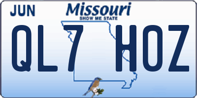 MO license plate QL7H0Z