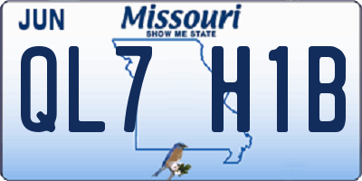 MO license plate QL7H1B