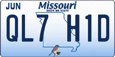 MO license plate QL7H1D