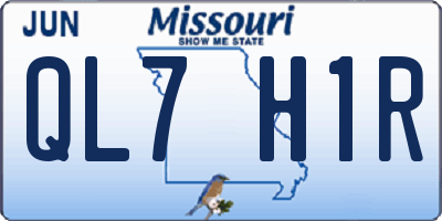 MO license plate QL7H1R