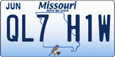 MO license plate QL7H1W