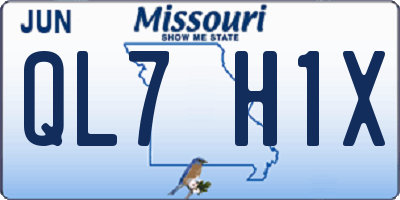 MO license plate QL7H1X