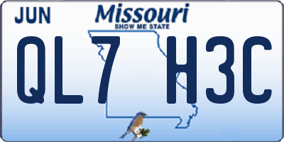 MO license plate QL7H3C