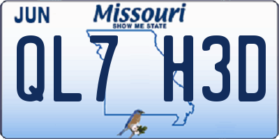 MO license plate QL7H3D