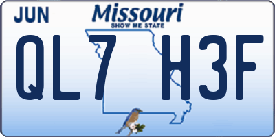 MO license plate QL7H3F