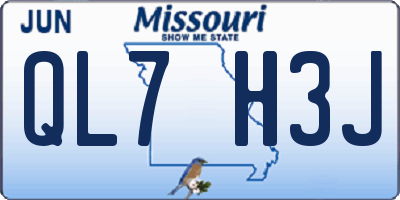 MO license plate QL7H3J