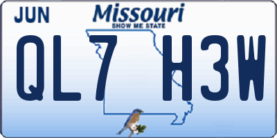 MO license plate QL7H3W