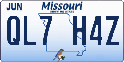 MO license plate QL7H4Z