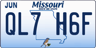 MO license plate QL7H6F
