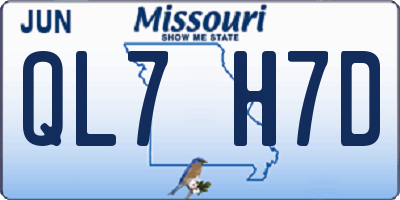 MO license plate QL7H7D