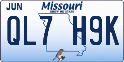MO license plate QL7H9K