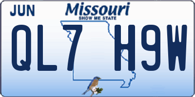MO license plate QL7H9W