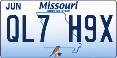 MO license plate QL7H9X