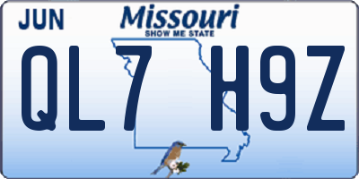 MO license plate QL7H9Z
