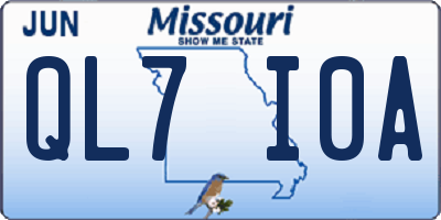 MO license plate QL7I0A