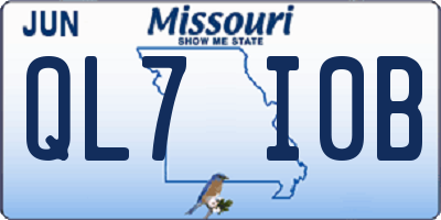 MO license plate QL7I0B