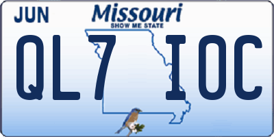 MO license plate QL7I0C