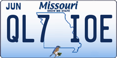 MO license plate QL7I0E