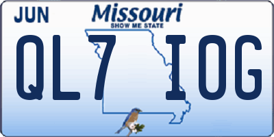 MO license plate QL7I0G